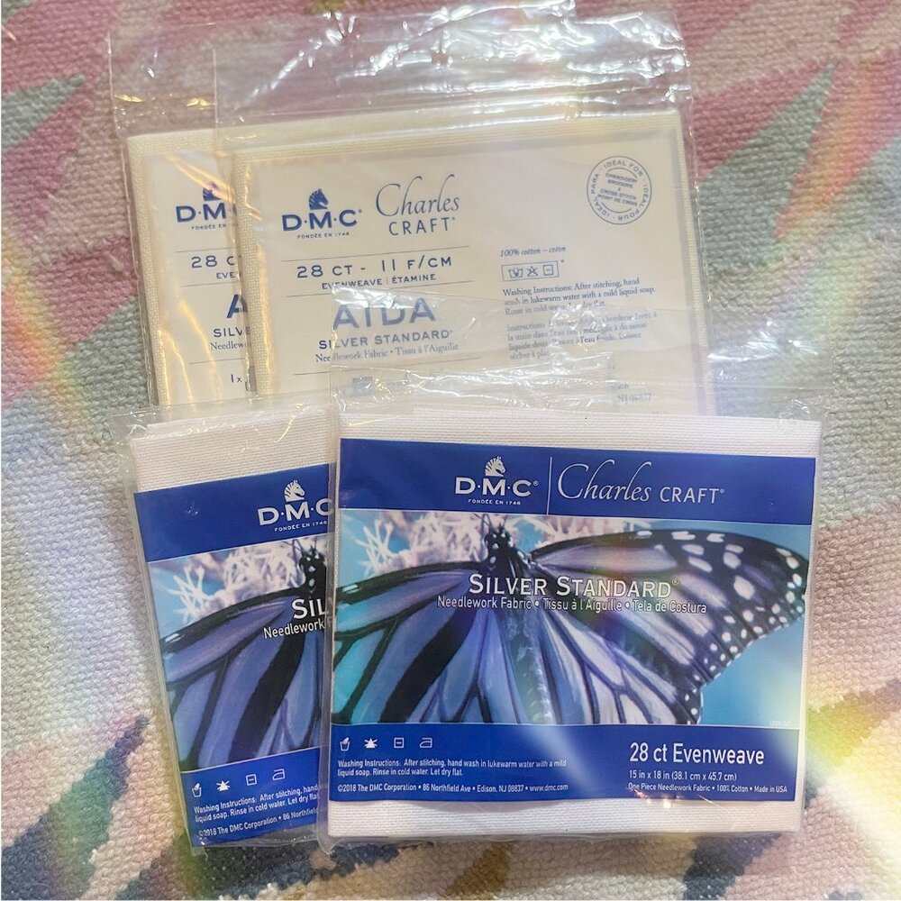DMC Charles Craft- Count Cross Stitch Fabric- 28 CT Bundle of 4- Brand New